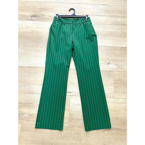 Express Pants - Express Publicist Barely Boot Mid Rise Green Pinstripe Stretch Pants Size 4S